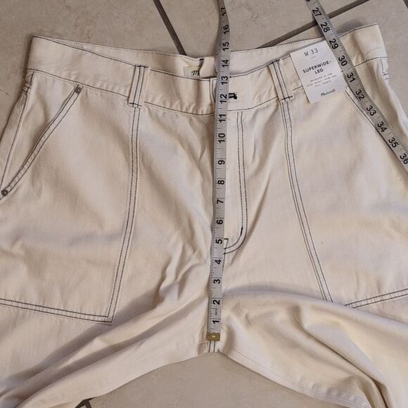 NWT Madewell Superwide-Leg Utility Jeans Canvas Beige Cream White Sz 33 - Picture 10 of 14